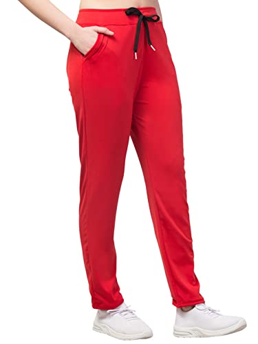 Image of BLUECON Women's Plain Solid Regular Fit Straight Leg Open Bottom Polyester Track Pant /Plazo Pant with Brand Logo