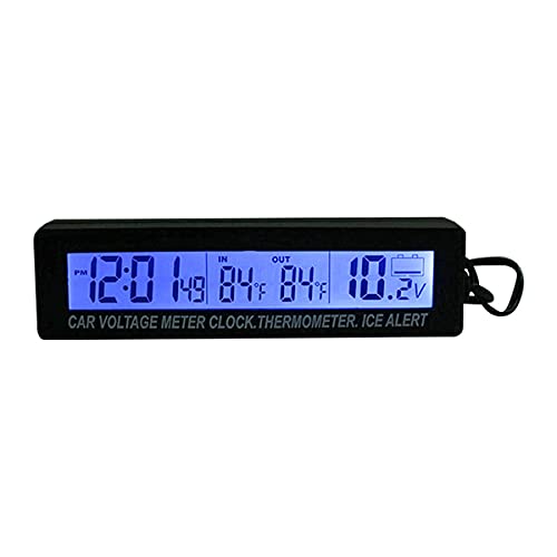 Car Auto Thermometer Temperature Voltmeter Gauge 12V/24V Voltage Meter Monitor Lcd Digital Display Clock With Cigarette Lighter Car Charger #TOP3