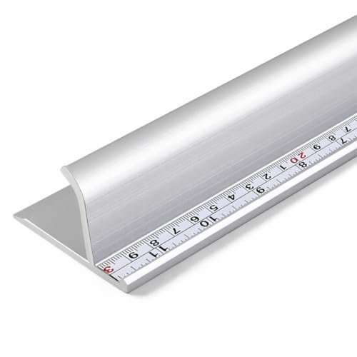 12 Inch Blue Aluminum Cutting Safety Ruler Dual-Scale (Inch and Metric)