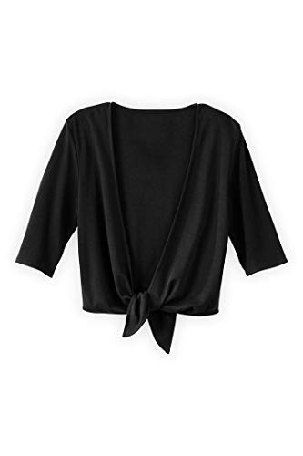 Fair Indigo Fair Trade Organic Tie Front Shrug (S, Black)