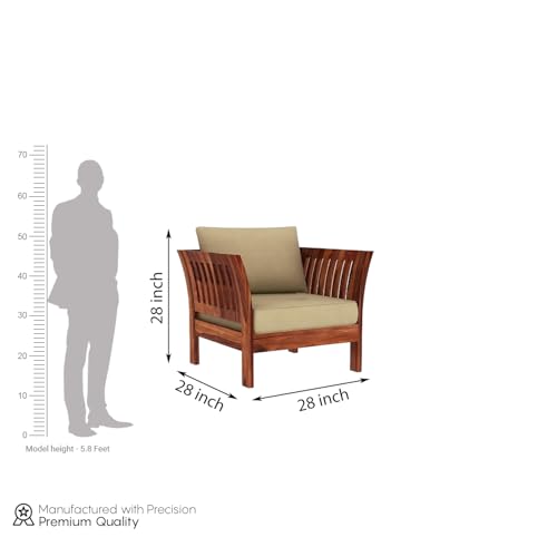 Image of Sheesham Wood 5 Seater Sofa Set | 3+1+1 Solid Wood Sofa Set Furniture for Living Room Home Office (Honey Finish)