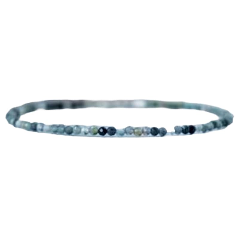Bracelet en tourmaline bleue ronde perles lisses de 2mm unisexe 17.8cm