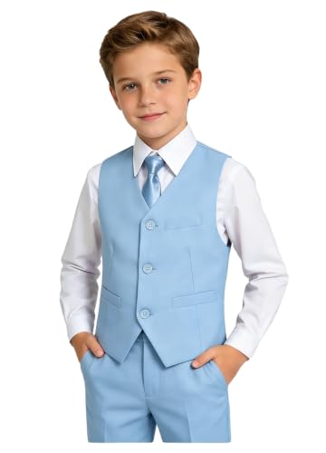 Image of Boys Formal Suits Slim Fit Vest Pant Set for Kids Wedding Tuxedo