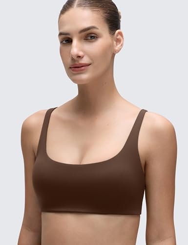 Image of CRZ YOGA Butterluxe Square Neck Sports Bras | Light Support, Removable Pads, Yoga, Extremely Soft, Low Coverage, Adjustable Spaghetti Straps, for Women