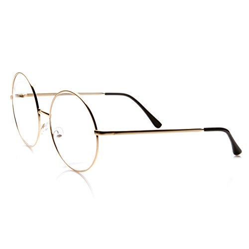 Image of zeroUV Large Oversized Metal Frame Clear Lens Round Circle Eye Glasses
