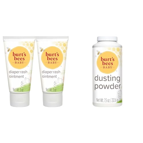 Burt'S Bees Baby Diaper Rash Ointment, Maximum Strength, 40% Zinc Oxide, 100% Natural Origin & Baby Dusting Powder, 100% Natural Origin, Talc-Free cover