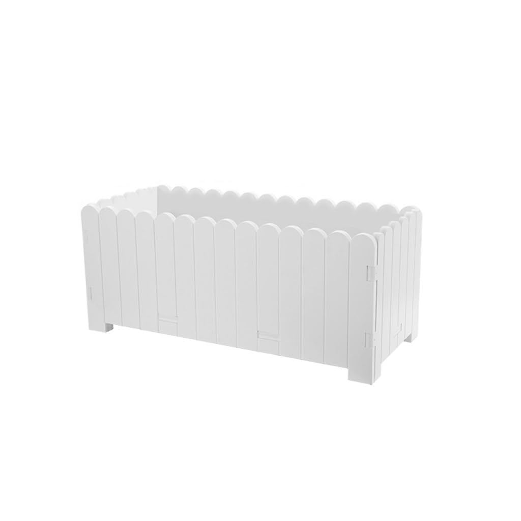 GELASIGE Flower Pots Rectangular Flower Box Garden Balcony Flower Box Vegetable Flower Pot Planting Box Fence Flower Pot Outdoor Flower Pots(A)