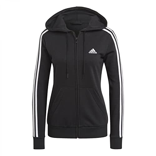 adidas Damen Essentials Full Zip Kapuzenjacke, Black/White, L EU