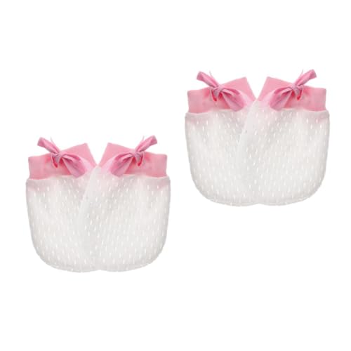 DEARMAMY 2 Pares guantes de malla para bebé zapatillas de cubiertas de mano de bebé calcetines de niña tumbona para bebe mitones para pequeños manoplas de bebe Nylon rosa