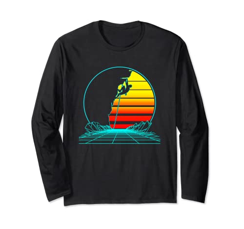Retro Rock Climbing Vaporwave Long Sleeve T-Shirt