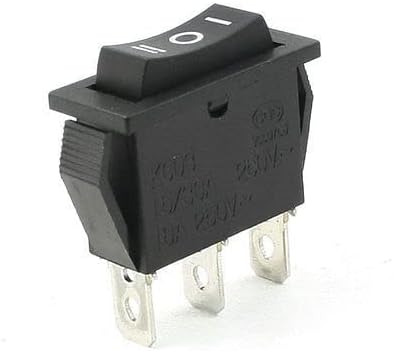 SPDT 3 Position Rocker Switch 250VAC 16A Terminal for Air Gun | SPDT 3-position rocker switch, 250VAC/16A, black, compact size 3.5x1.3x3.5cm, ideal for air guns.