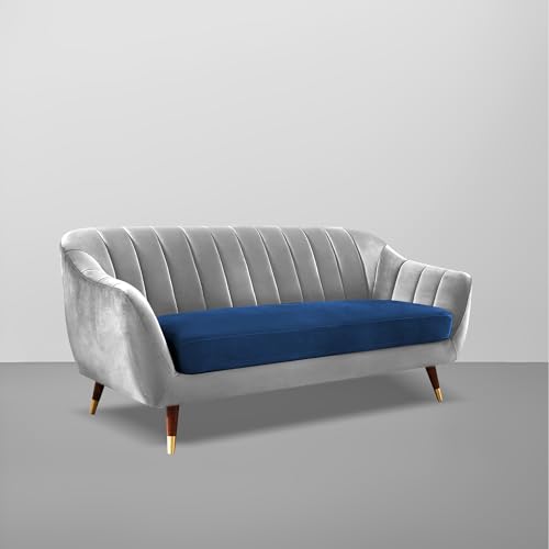 Image of Casaliving Anyse 3 Seater Sofa Set for Living Room (Blue Grey Fabric) Premium Fabric Sofa