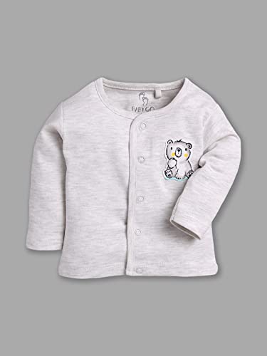 Image of BABYGO Unisex Baby 100% Cotton Full Sleeve Front Open T-Shirt Pack of 3|Soft Breathable Infant Clothing Set with Snap Buttons|Comfortable Layering Top for Newborn Baby Boys & Baby Girls Regular Fit
