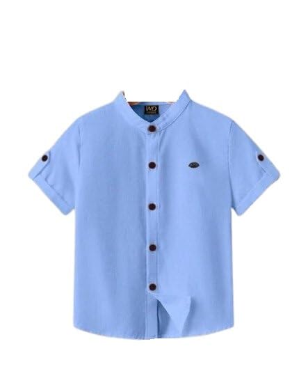 Image of Kids Shirt Cotton Blend Solid Short Sleeve Shirt for Boys | Comfortable & Breathable Casual