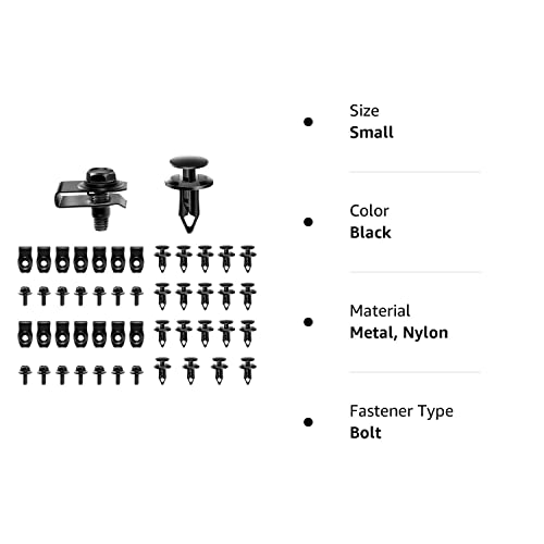 50Pcs Body Bolts Screws Metal - Universal U-Nuts Kit Engine Splash Cover Body Bolt Mudguard Fixer Bumper Clamp Fastening Nut Bumper Screw Bolt Rivet Clamp Kit #TOP7