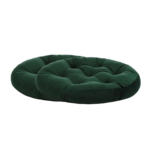 Makimoo 2-Pack Outdoor/Indoor Wicker Patio Seat Cushion Pad, Water Repellent, 18.5-Inch, Dining Chair Cushion, Set of 2 (Dark Green)