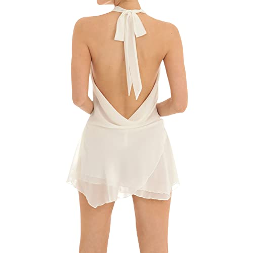Image of Women Halter V Neck Mini Dress Sexy Sleeveless Backless Slim Fit Party Club Short Dress Y2K Beach Sundress