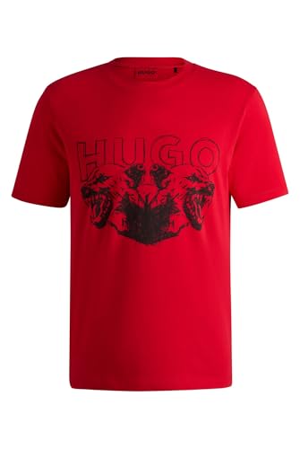 Catálogo de Hugo Boss Dama favoritos de las personas. 46 Hugo Boss Playera de Punto de algodón con Logo y gráfico de Animal Talla CH Color Rosa