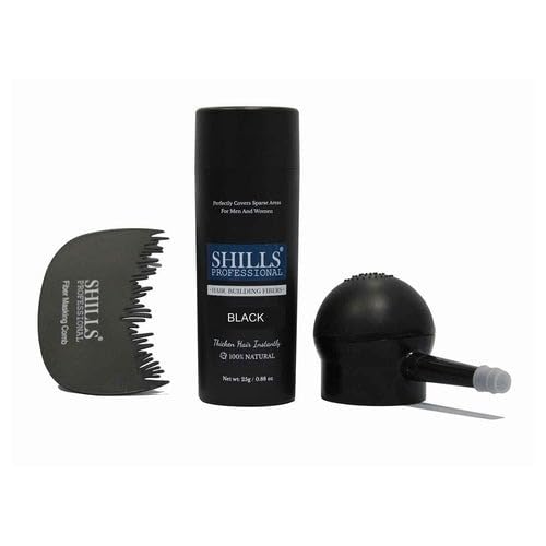 Shills Professional Hair Building Fibers with Pump | Instant Hair Thickening Fibers for Men & Women | Natural Keratin Hair'Fibers for Thin Ha.ir & Bald Spots | (Black)-image-29