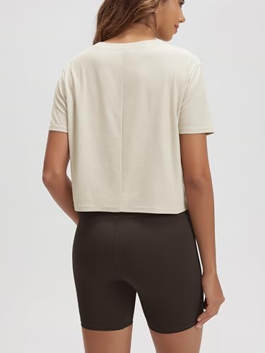 Image of ODODOS Women's Performance Cropped Tee Ultra Soft odSTRATUM Tech Short Sleeve Relaxed Top Crew Neck T-Shirts