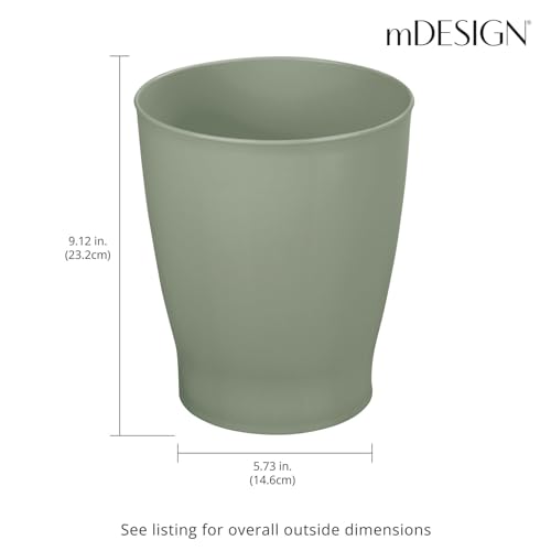 Image of mDesign Round Plastic Bathroom Garbage Can, 1.25 Gallon Wastebasket, Garbage Bin, Trash Can for Bathroom, Bedroom, and Kids Room - Small Trash Can - Fyfe Collection - Olive Green