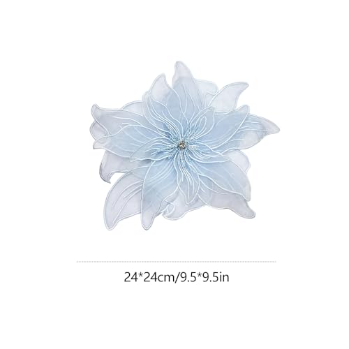 Image of Exaggerated Organza Fabric Flower Brooch Pin for Women Girls Fashion Dainty Layered Big Beaded Corsage Boutonniere Brooches Lapel Pins Delicate Wedding Birthday Holiday Dress Accessories Jewelry Gift