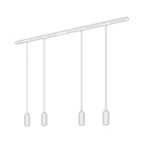 BRILONER - Set completo di binari, 4x LED a sospensione dimmerabili, lampade, sistema a binario a soffitto, binario per faretti, lampada a soffitto, plafoniera, lampada a sospensione, 1,5 m, bianco