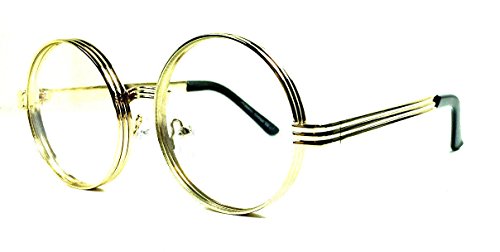 Dweebzilla Round Luxury Thick Bold Frame Hippie Sunglasses w/Clear Circle Lenses3