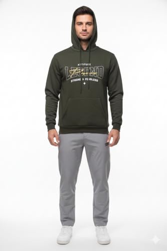 Image of Amazon Brand - INKAST Men Hooded Sweatshirt with Minimal Print | Casual wear | Stylish Winter Hoodie with Drawstrings | Kangaroo Pockets | Pullover