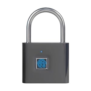 Keyless Portable USB Charging Fingerprint Lock,Smart Padlock Quick Unlock Waterproof and Rustproof,Smart Lock for Warehouses, Gym, Schools, Homes, Office Cabinets (Black)