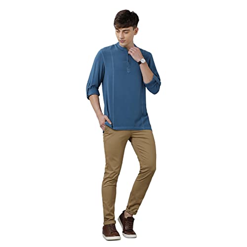 Image of Identiti Men Solid Slim Fit 100% Viscose Casual Shirt /Kurta for Men