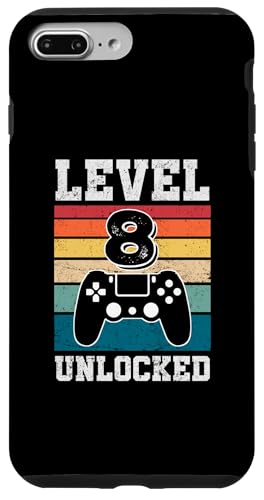 iPhone 7 Plus/8 Plus Level 8 Unlocked 8 Year Old Gamers 8th Birthday Retro Gaming Case