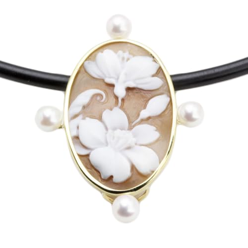 「初見櫻」のシェルカメオペンダント / 作家 フランチェスカ カメオ ギフト 贈り物 プレゼント 誕生日 記念日[AH027sa]