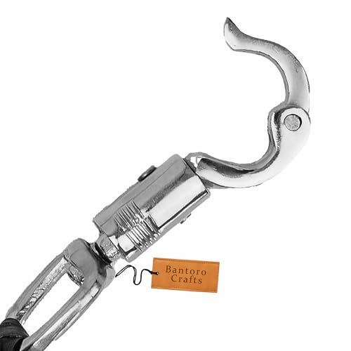 Bantoro Crafts Fouet de Motard 42" pour Moto – Get Back Whip avec Boucle à dégagement Rapide en Chrome, Accessoire de Guidon en Cuir véritable, équipement Biker Haute visibilité (Noir) – vue 6