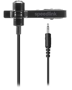 Speedlink SPES Ansteckmikrofon mit Kabel Klinke 3,5mm - Lavalier Mikrofon mit Klinkenstecker, Clip-On Mikrofon, Abnehmbarer Metall-Halteklipp, Rauschunterdrückung, schwarz