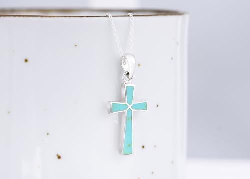 AeraVida Spiritual Minimalist Christian Cross Stone and Shell .925 Sterling Silver Pendant Necklace, 18 inch4