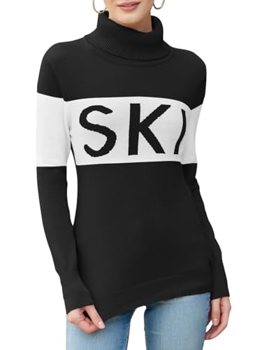LCXWFE Color Block Turtleneck Sweater