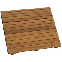 SeaTeak Square Wooden Teak Shower Mat | Waterproof Mat | Indoor Bath Mat | Outdoor Shower Platform | 20" L x 20" W x 1.75" H