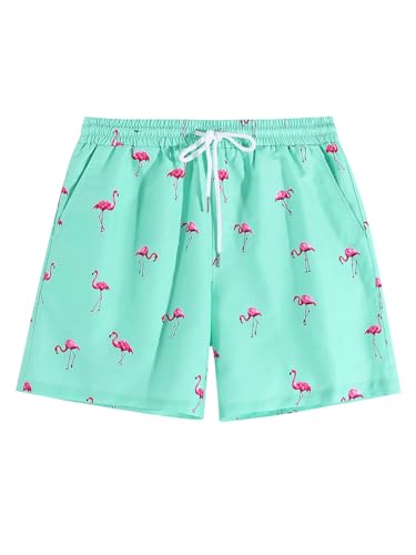 Floerns Men's Graphic Print Drawstring Waist Swim Trunks Shorts Bathing Suit