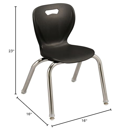 Learniture Shapes Series Stacking School Chairs with Contoured Seats, Heavy-Duty Plastic Stacking Classroom Chairs, 14"H, Set of 4, Black - Image 4