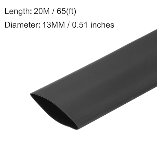 sourcing map Heat Shrink Tubing, 13mm Dia 21mm Flat Width 2:1 Heat Shrink Wrap Cable Sleeve Heat Shrink Tube 20m Black - Image 2