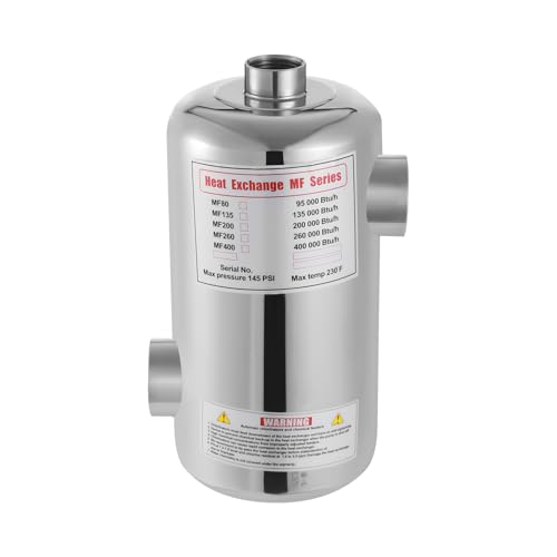 Intercambiador de calor de piscina de acero inoxidable, 28 kW, disipación del calor, salida y entrada inversas, 150 l/min, flujo de agua de piscina 18 l/min flujo de agua caliente