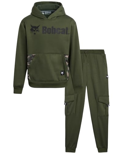 Bobcat Boys' Sweatsuit Set - 2 Piece Fleece Hoodie Sweatshirt and Cargo Jogger Pants - Active Matching Sets for Boys (8-18)