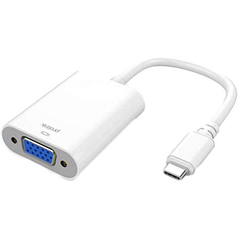 Image of ULTRAPROLINK MP401 Type C to VGA Adapter & Converter | White | for MacBook Air & MacBook Pro | Supports Dual View & 1080P Full HD Visuals | Portable & Lightweight | Compact & Durable
