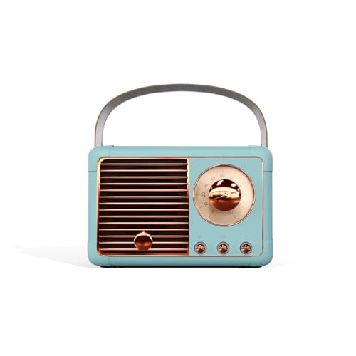 Image of Walta Elite Retro Portable Bluetooth Speaker, Vintage Design, Blue, 10W, TWS Mode, BT 5.4, USB /AUX /TF, Type-C Charging, up to 5Hrs Playtime
