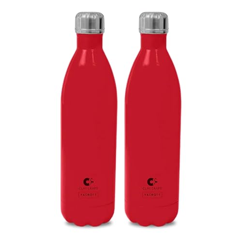 Image of Clay Craft Vacbott Stark Solid Double Walled|18 Hours Hot and 24 Hours| Cold Water Bottle Vacuum Insulated Flask Bottle 1000 ml|2 Piece|Leak Proof|Office Bottle|Gym|Home|Kitchen