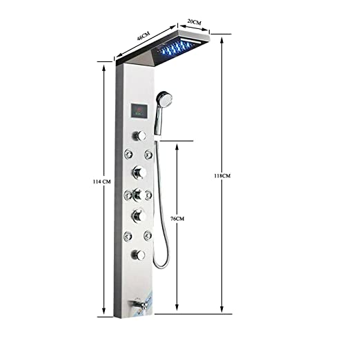 Columna de Ducha de Acero Inoxidable con Panel LED, Sistema de Masaje y Lluvia, Acabado Mate, Modelo 8009 miniatura 4