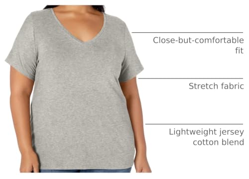 Image of Amazon Essentials Women's Plus Size Short-Sleeve V-Neck T-Shirt