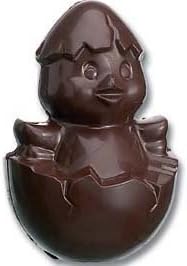 Polycarbonate Chocolate Mold: Chick in Egg Easter. 76 mm x 51 mm. 8 Cavities (4 Front/4 Back) by Cabrellon