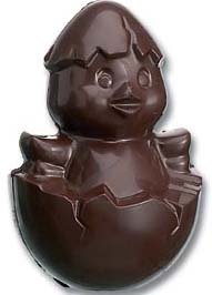 Polycarbonate Chocolate Mold: Chick in Egg Easter. 76 mm x 51 mm. 8 Cavities (4 Front/4 Back) by Cabrellon
